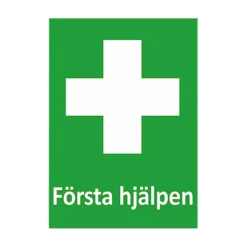 Nödskylt Första hjälpen, grön, skruv eller tejpmontering