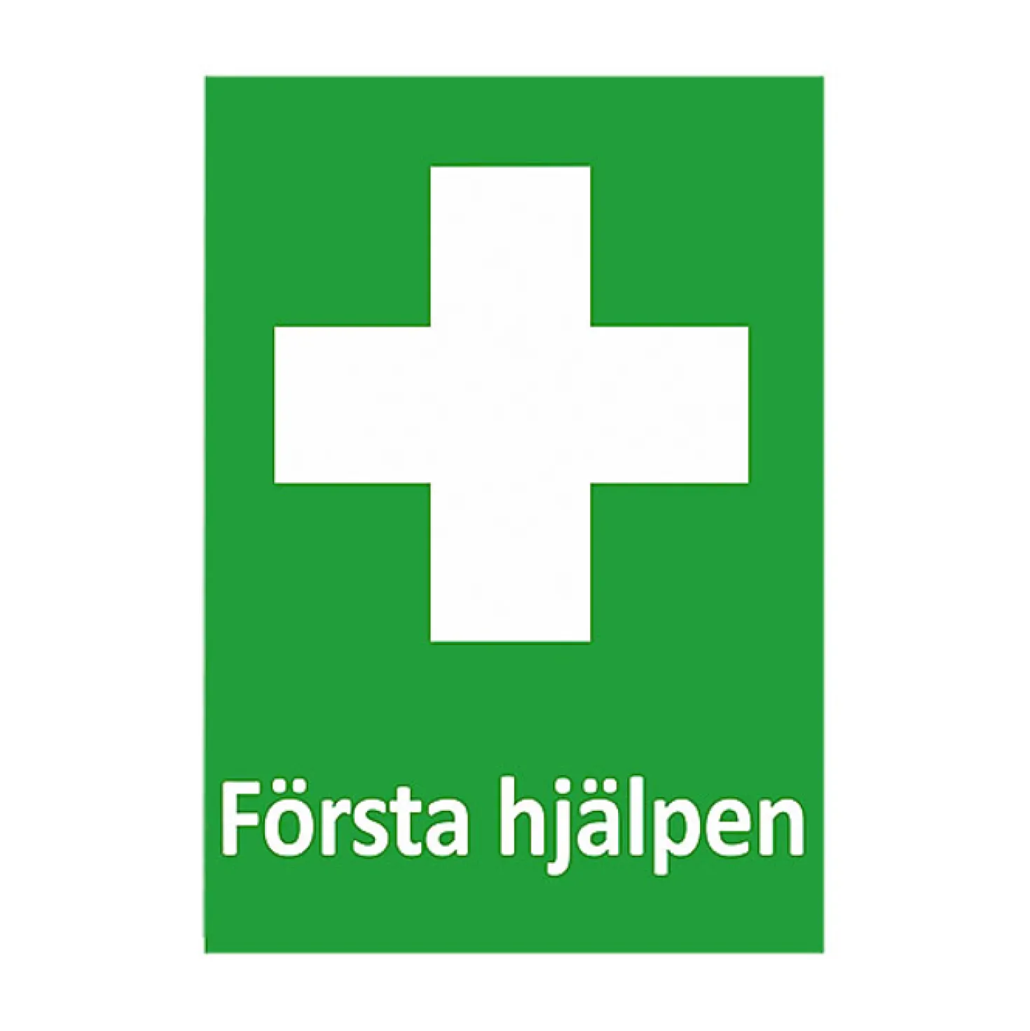 Nödskylt Första hjälpen, grön, skruv eller tejpmontering