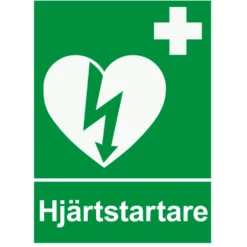 Nödskylt Hjärtstartare Plast, grön, 170x230 mm