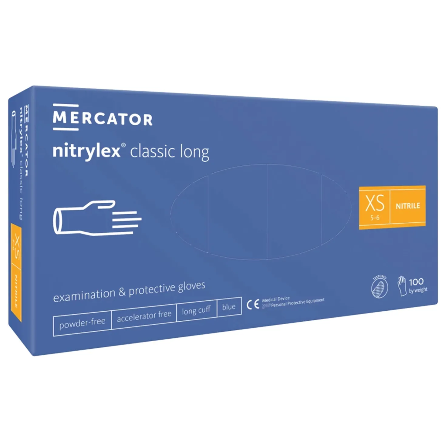 Nitrilhandske Mercator Nitrylex Classic Long, blå, 100 st