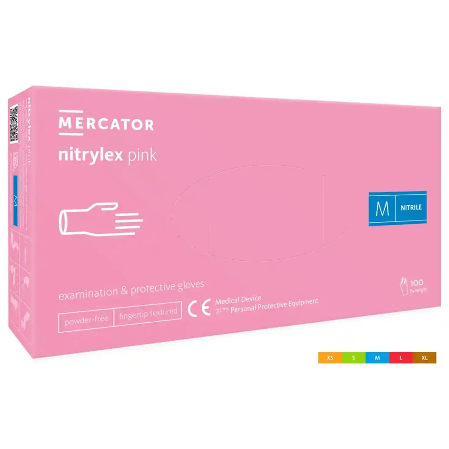 Nitrilhandske Mercator Nitrylex Pink, rosa, latexfri, 100 st