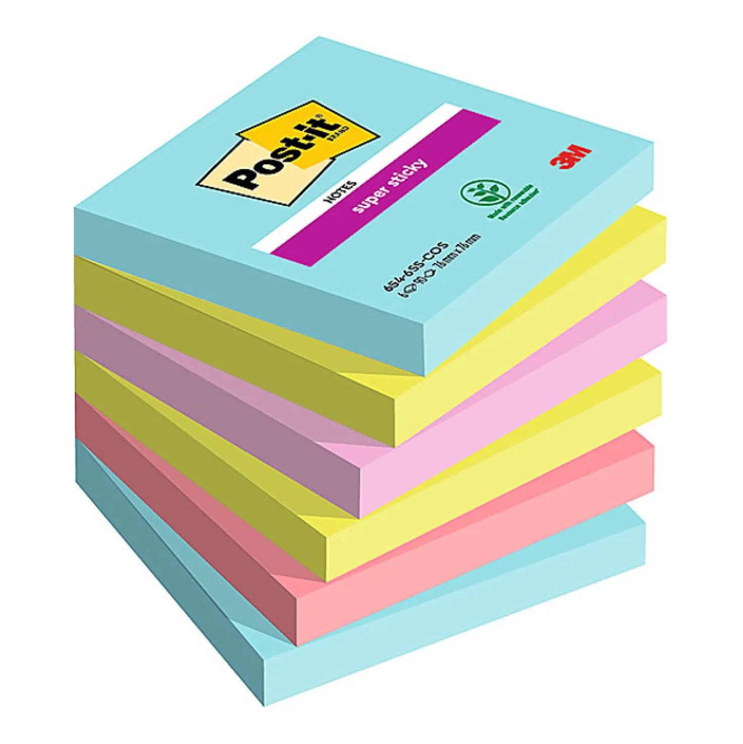 Notisblock Post-it Super Sticky Cosmic, 76x76mm, 6 block à 90 ark