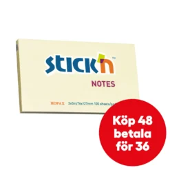 Notisblock Stick n Notes, gul, 76x127mm, 12x100 blad