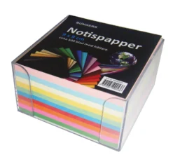 Notisbox Bngers 90x90mm, 500 färgade ark, transparent
