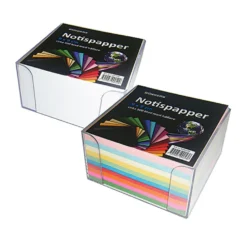 Notisbox Bngers 90x90mm, 500 färgade ark, transparent