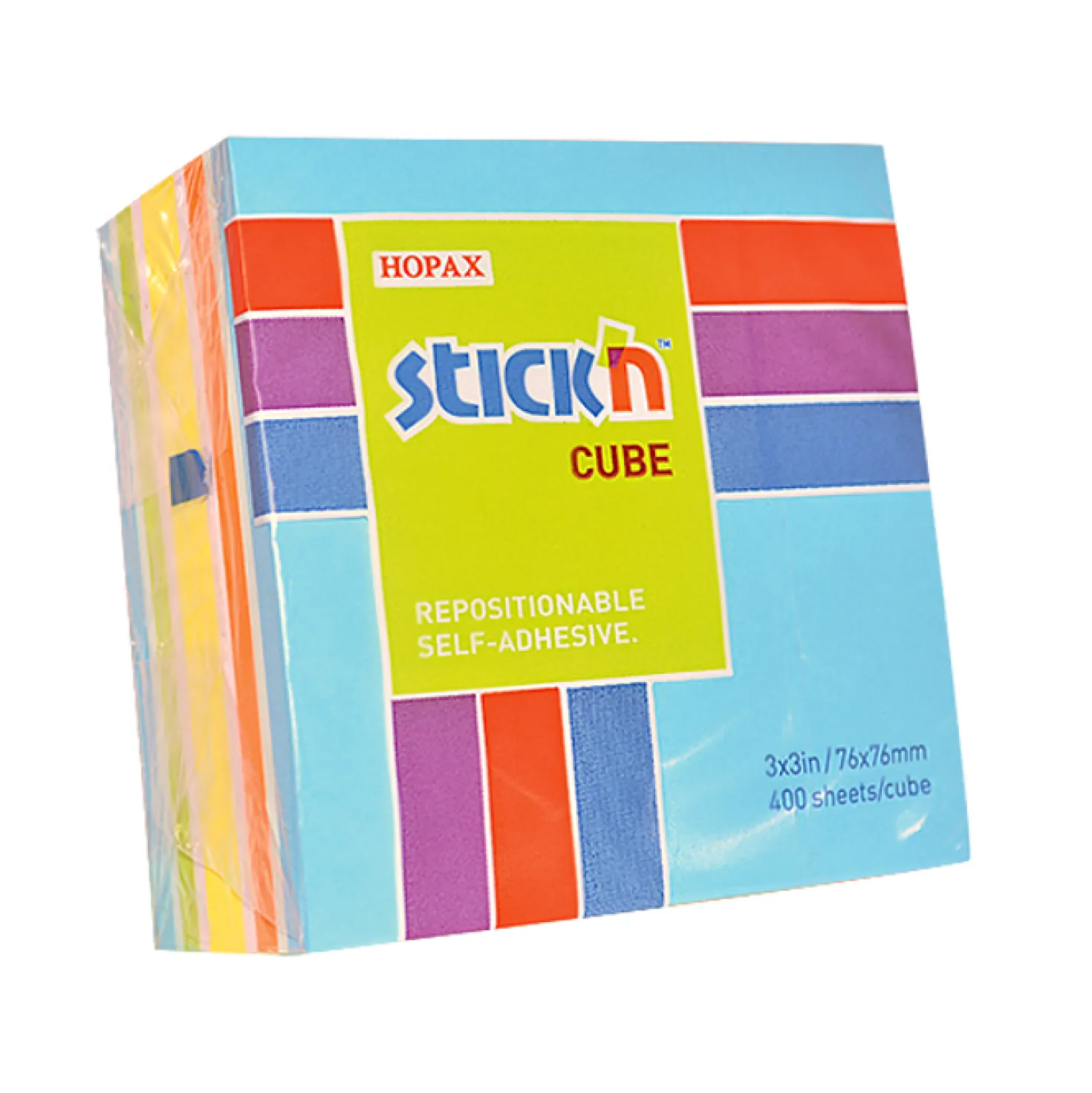 Notiskub Stick'n Notes Häftis, 76x76mm, blå och gul