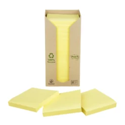 Notislappar Post-it Recycled Gul, 76x76mm, 16 block, 1600 ark