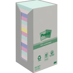 Notislappar Post-it Recycled 76x76 mm, blandade naturfärger, 16 block