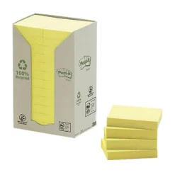 Notislappar Post-it Recycled, gul, 38x51mm, 24 block