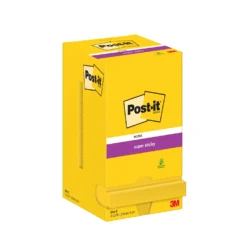 Notislappar Post-it Super Sticky 654-S, klargul, 76x76 mm, 12 block