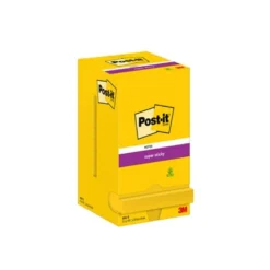 Notislappar Post-it Super Sticky 654-S, klargul, 76x76 mm, 12 block