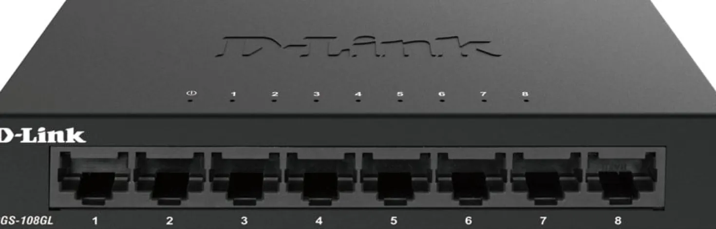 Nätverksswitch D-Link DGS-108 Gigabit, 8 portar, ohanterad, metallhölje