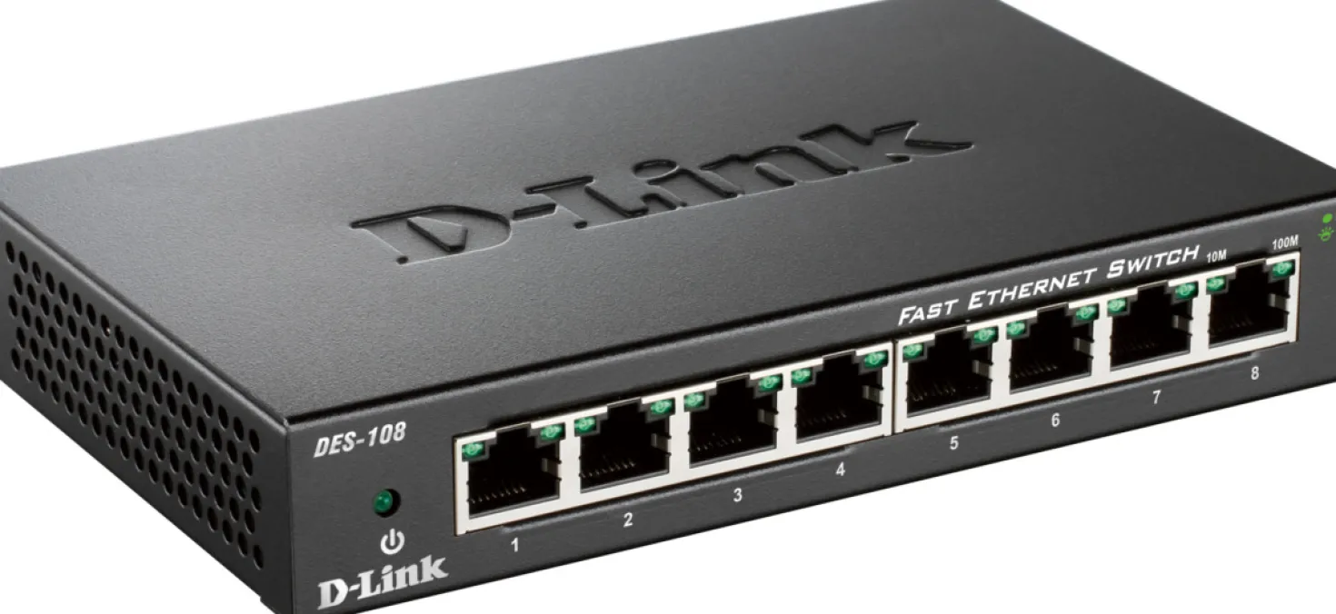 Nätverksswitch D-Link 8-port 10/100 Mbps, metallhölje