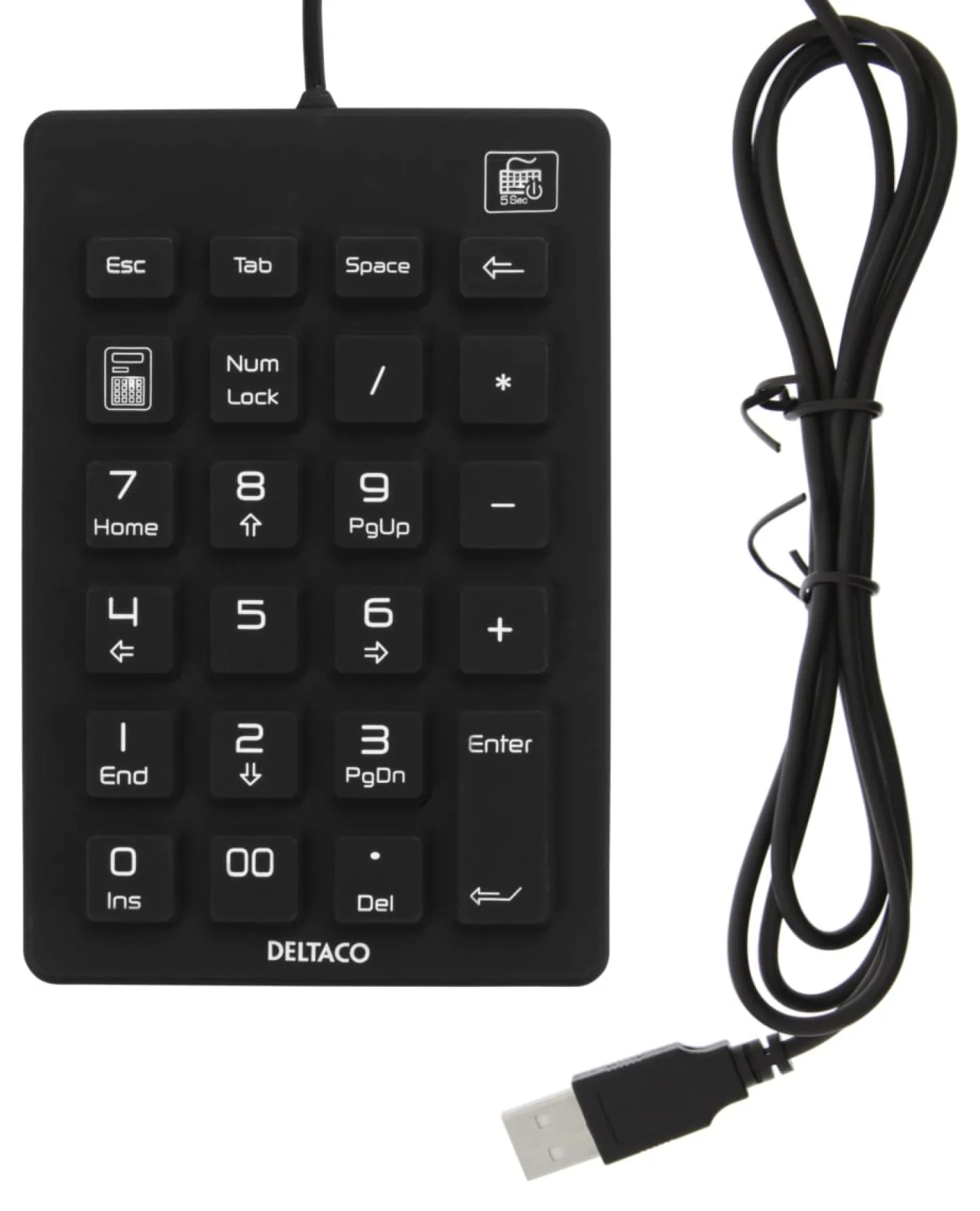 Numeriskt Tangentbord Deltaco KAB-TB-510 Silikon, IP68, 23 knappar, USB