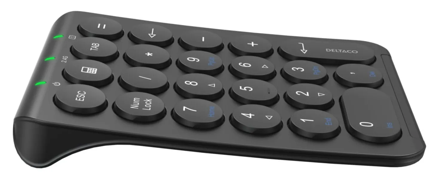 Numeriskt Tangentbord Deltaco Trådlöst 2.4GHz, 22 tangenter, svart