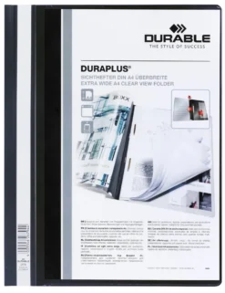 Offertmapp Durable Duraplus A4, svart, transparent framsida