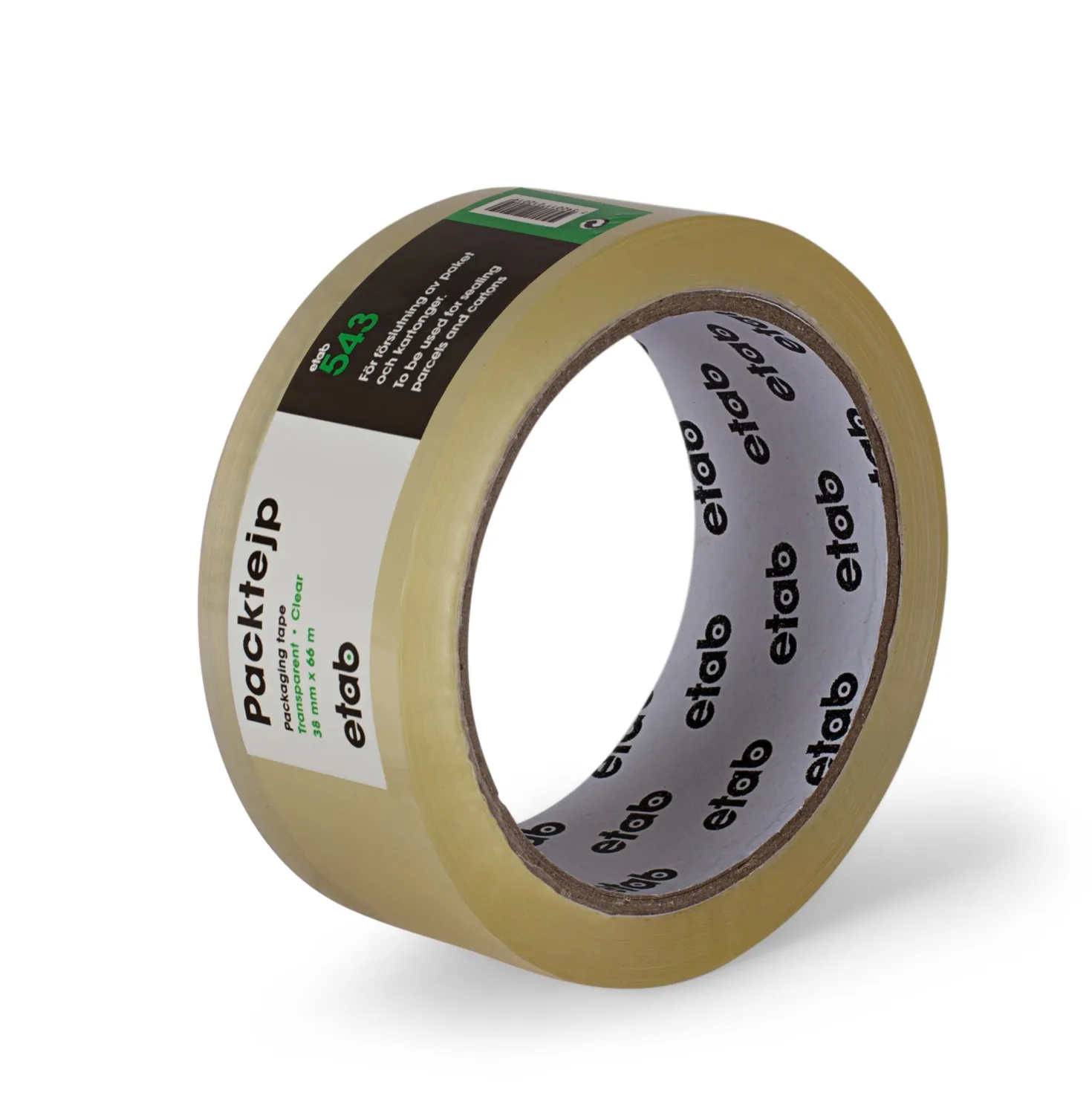 Packtejp Etab PP Transparent, tystavrullande, 66m x 38mm