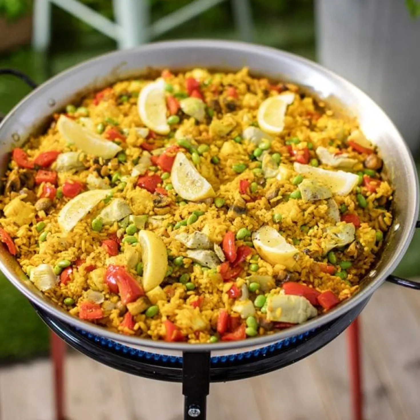 Paellaset Vaello 46 cm, gasbrännare 11,7 kW, stativ