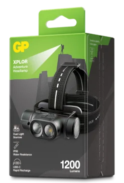 Pannlampa GP Xplor PHR19, 1200 lumen, dubbla linser