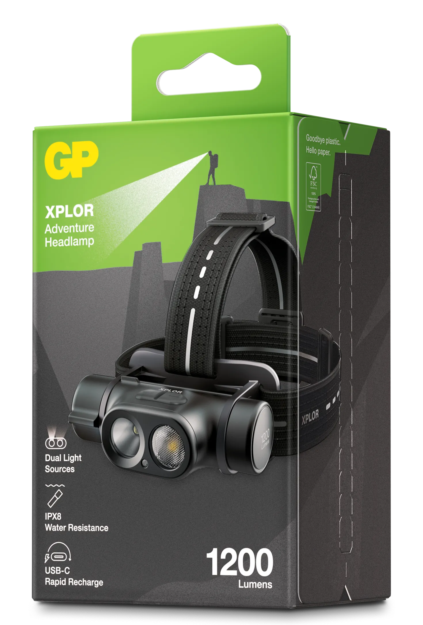 Pannlampa GP Xplor PHR19, 1200 lumen, dubbla linser
