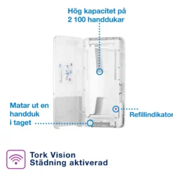 Pappershandduksdispenser Tork H5 PeakServe Mini Continuous, vit