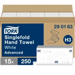Pappershandduk Tork H3 Advanced V-vikt, 2-lags, vit, 3750 st