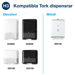 Pappershandduk Tork H3 Advanced V-vikt, 2-lags, vit, 3750 st