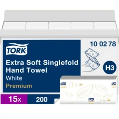 Pappershandduk Tork H3 Premium Soft, 2-lagers v-vikt, vit, 3000 st