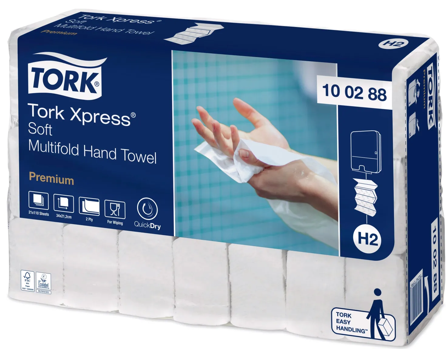 Pappershandduk Tork H2 Xpress Mjuk, 2-lags, 2310 st