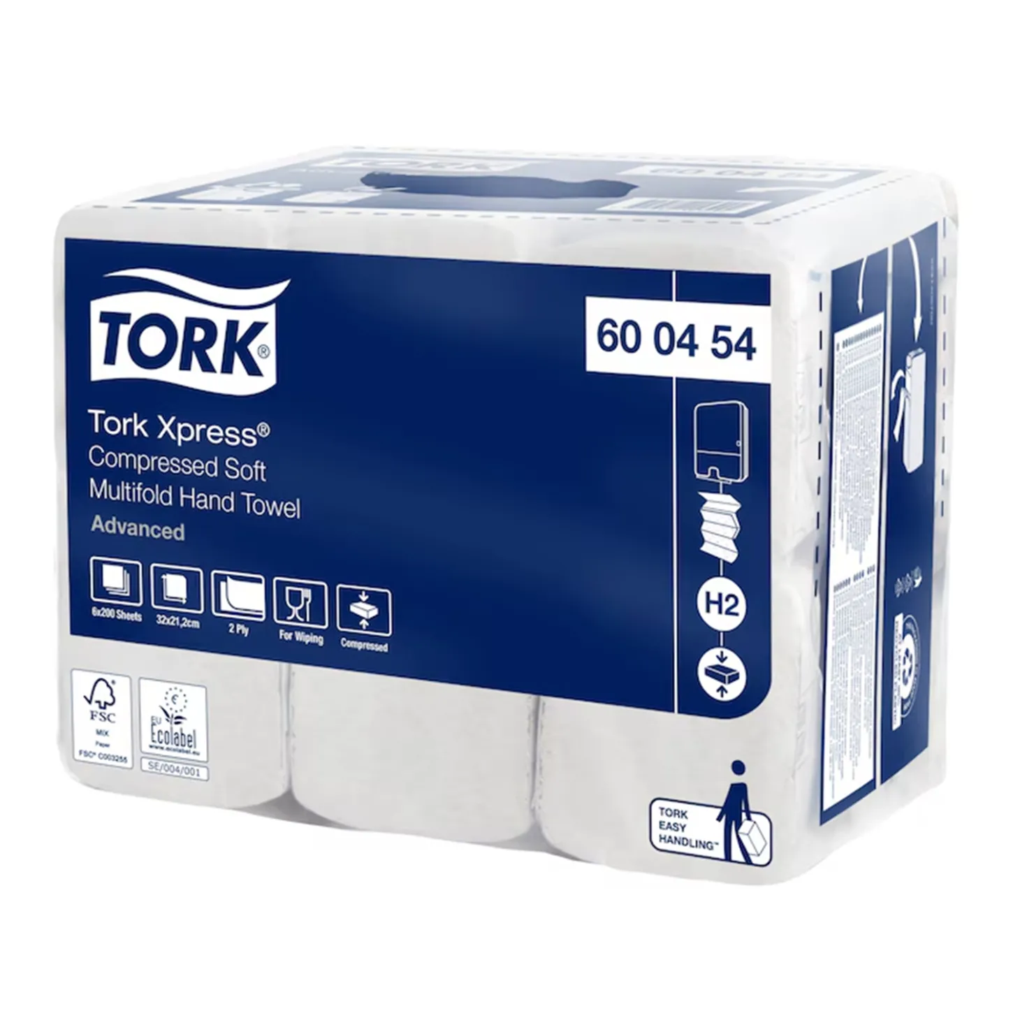 Pappershandduk Tork H2 Xpress Komprimerad Multifold, vit