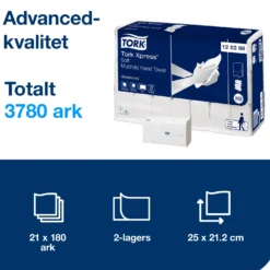 Pappershandduk Tork Xpress Soft Multifold H2, 2-lags vit, 3780 st
