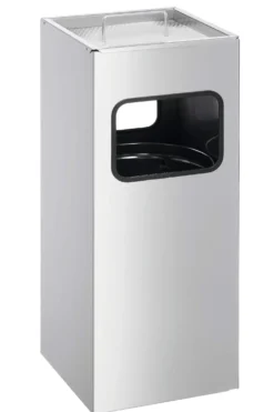Papperskorg Durable fyrkantig med askkopp, metall, 17 liter