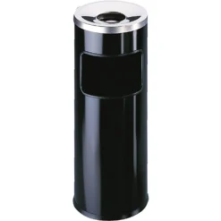 Papperskorg med askkopp Durable, svart metall, 17 liter