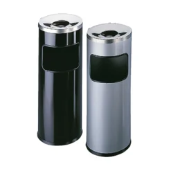 Papperskorg med askkopp Durable, svart metall, 17 liter