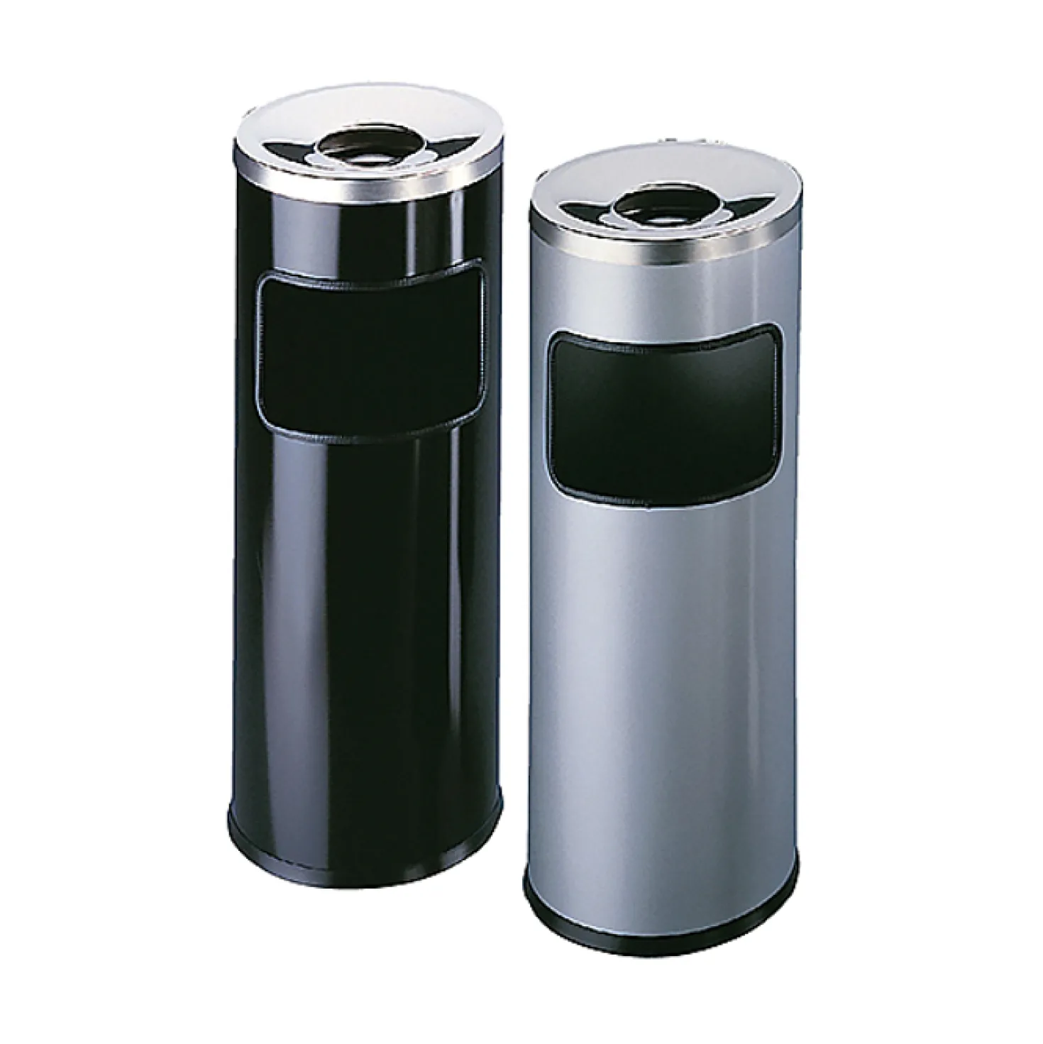 Papperskorg med askkopp Durable, svart metall, 17 liter