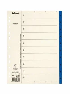 Pappersregister Esselte Servo A4 1-10, blå, mylarflik