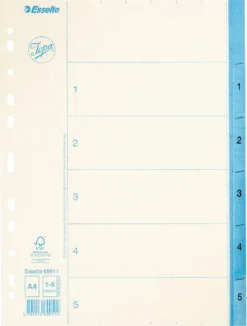 Pappersregister Jopa Original A4 1-5, blå flikar