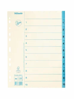 Pappersregister Jopa Original A4 1-10, blå flikar, 10 avdelare