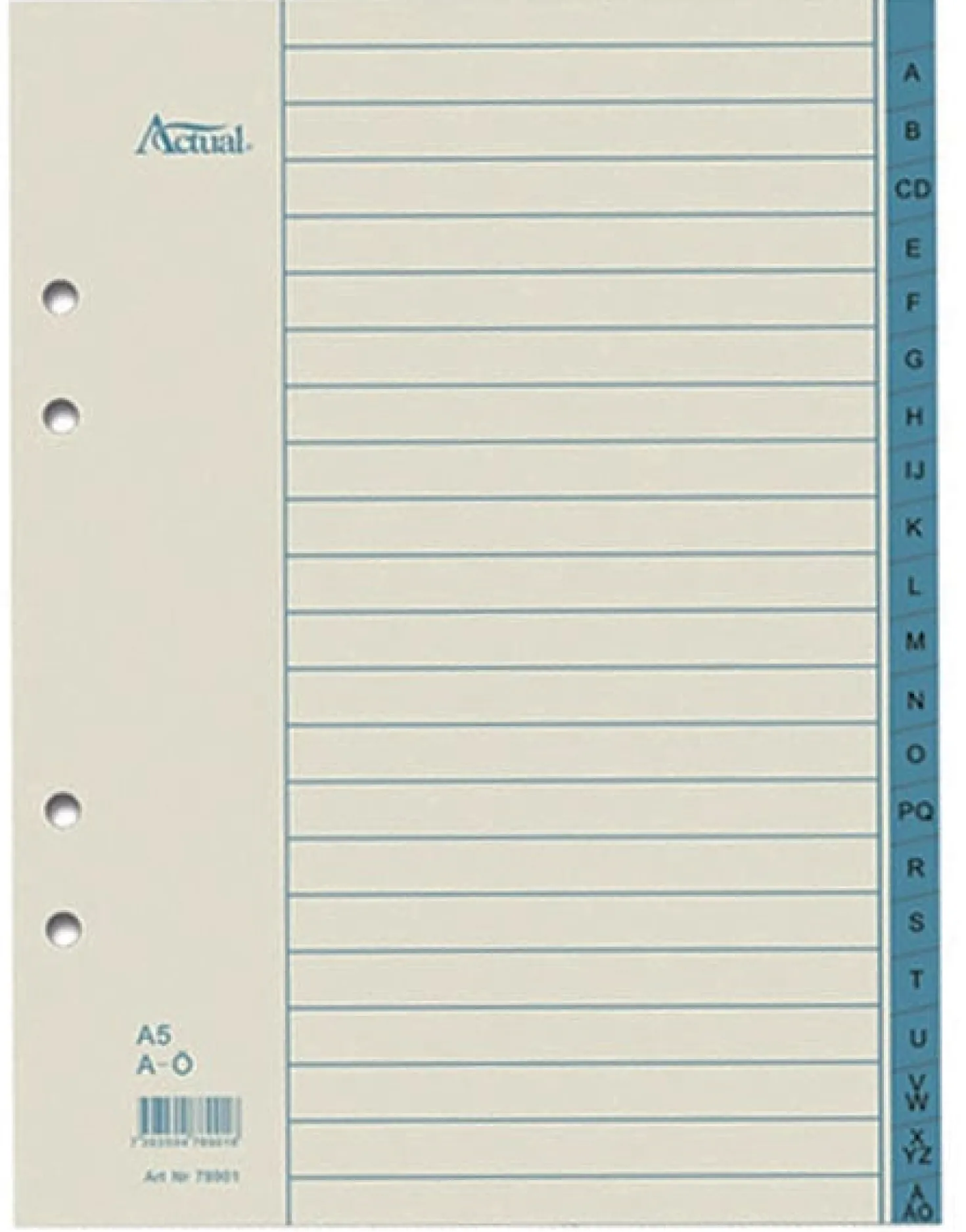 Pappersregister Timing A5 A-Ö, 24 flikar, blå