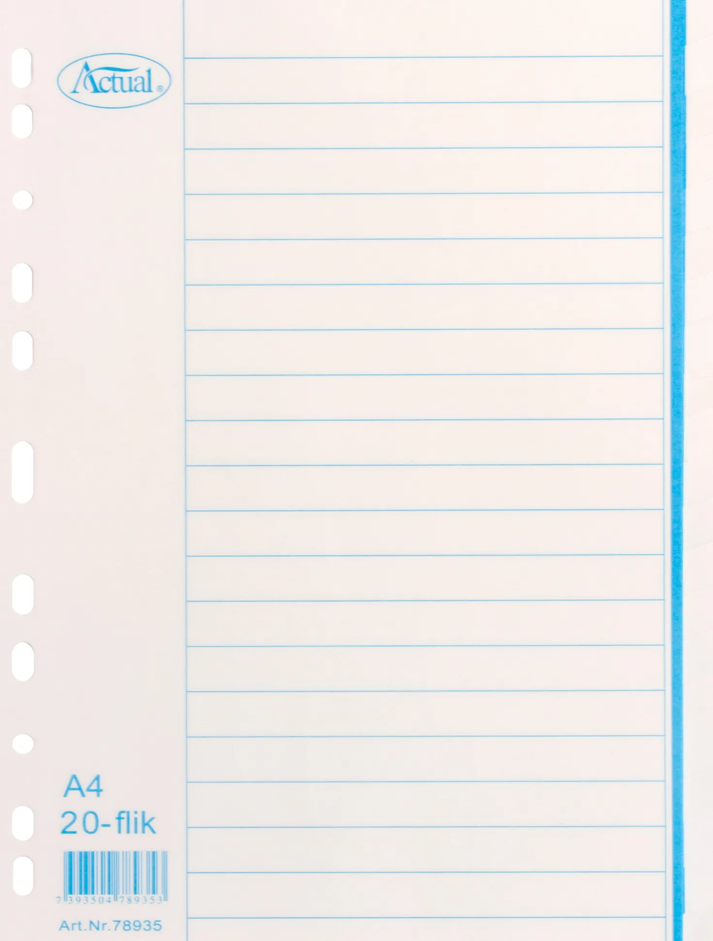 Pappersregister Timing Bas 20 Otryckt, blå flikar