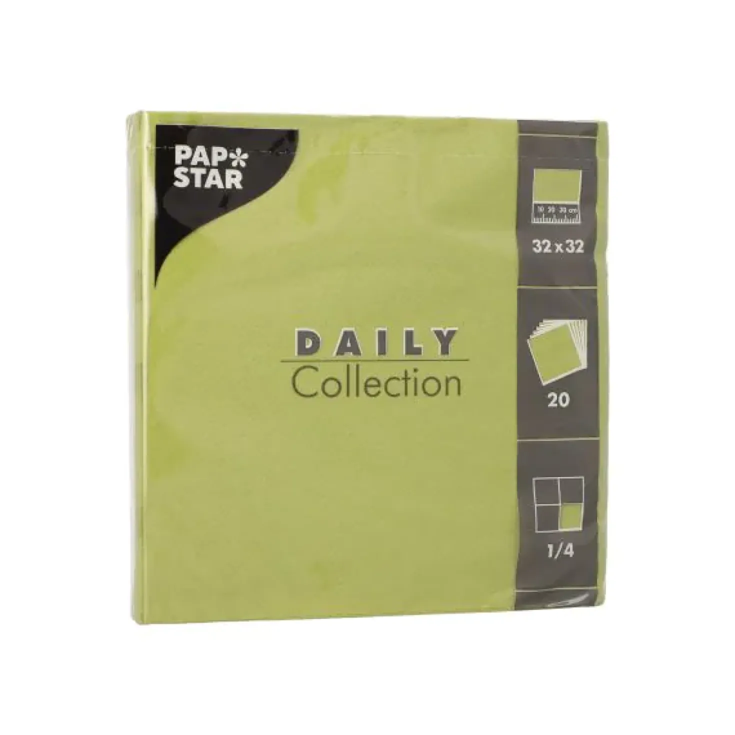Pappersservett Pappstar Daily Collection 1/4-vikt, oliv, 32x32 cm, 20 st