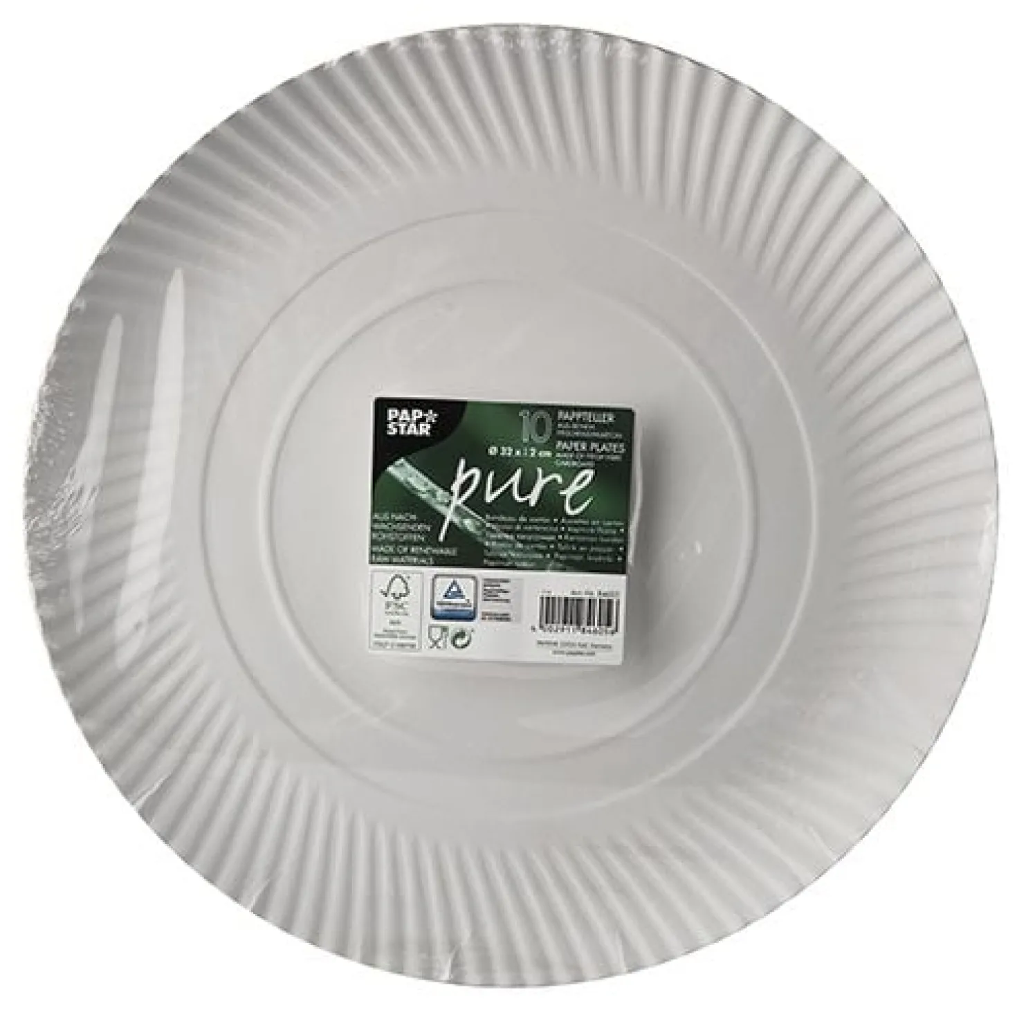 Papperstallrik Papstar pure Rund, 32 cm, 10 st