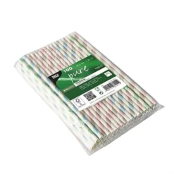 Pappsugrör Papstar Stripes, 20 cm, mixade färger, 100 st
