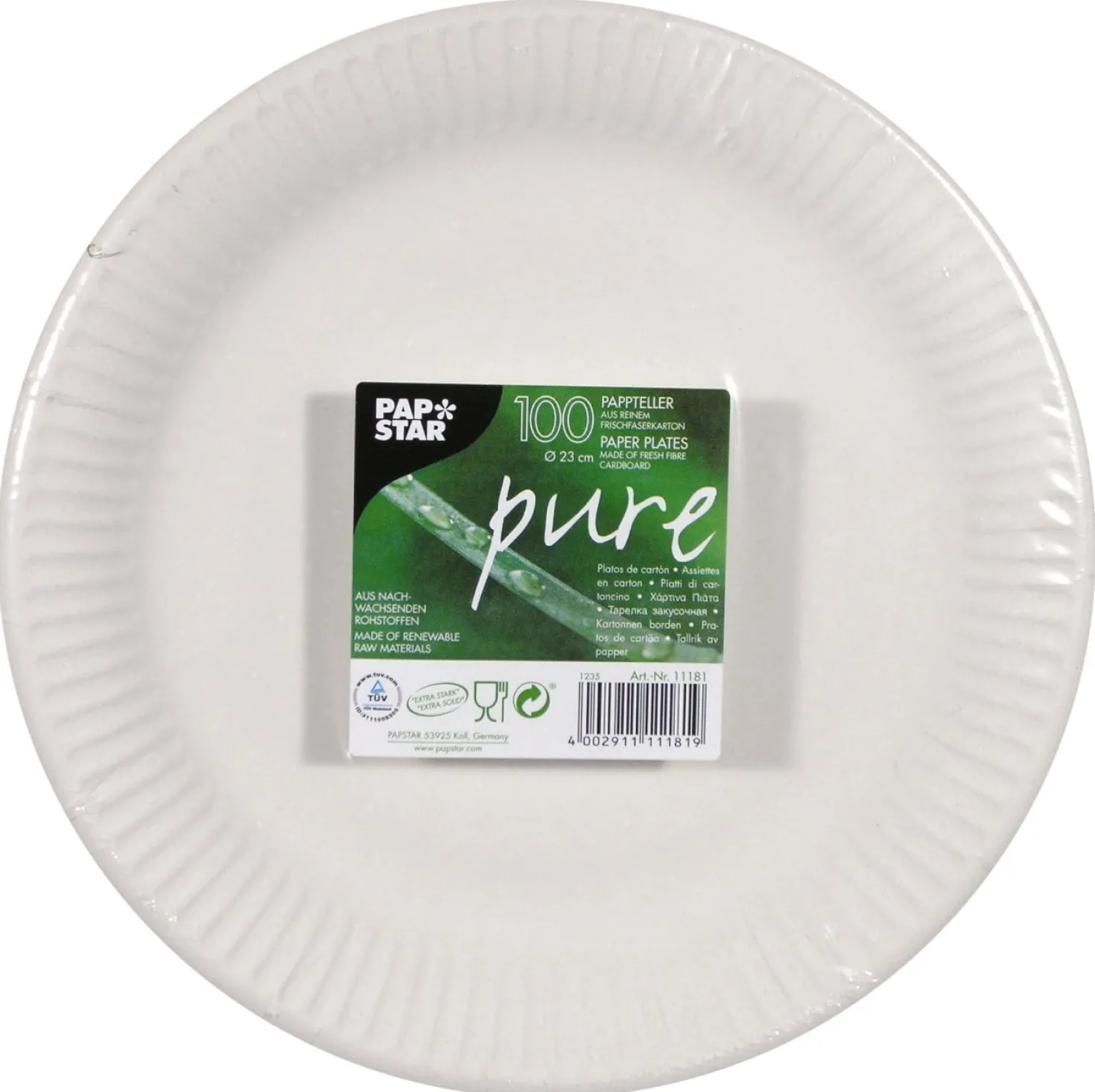 Papptallrik Papstar Pure, vit, 29 cm, 50 st