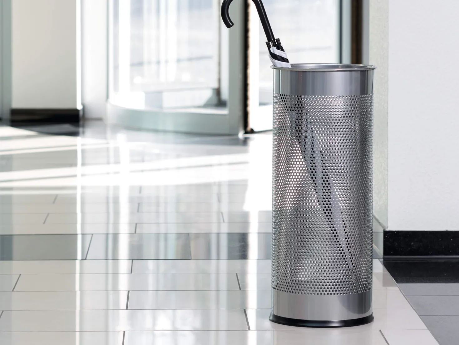 Paraplyställ Durable Silver, perforerad metall, rund