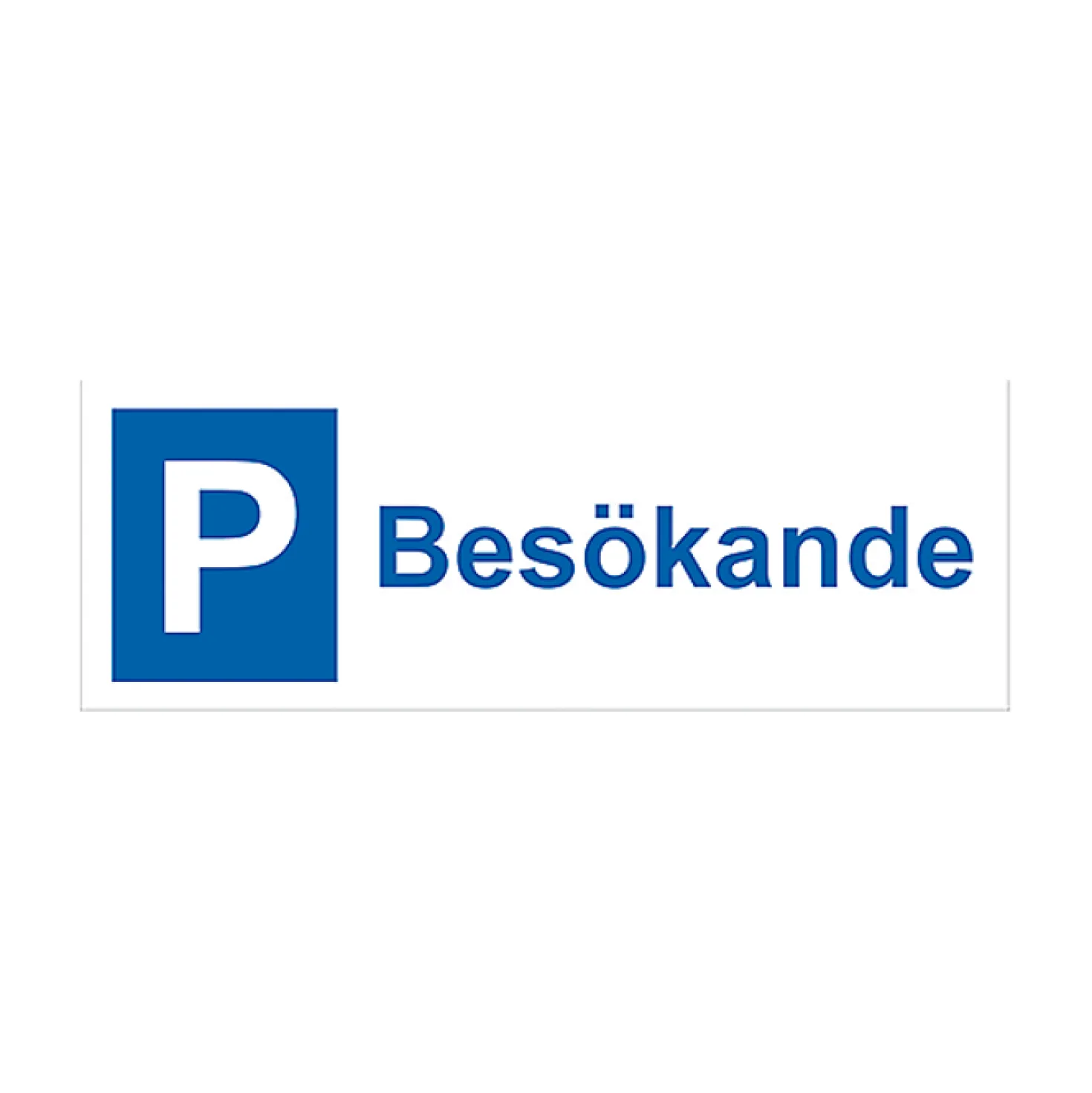 Parkeringsskylt Besökande, återvunnet aluminium, 297x105 mm, blå/vit
