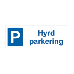 Parkeringsskylt Hyrd parkering, aluminium, blå/vit, 297x105 mm