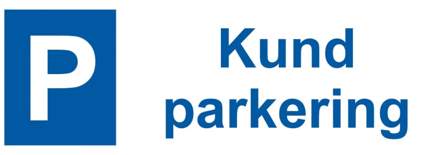 Parkeringsskylt Kundparkering Aluminium, blå/vit, 297x105 mm