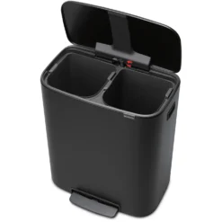 Pedalhink Brabantia BO, dubbla fack, 2 x 30L, matt svart
