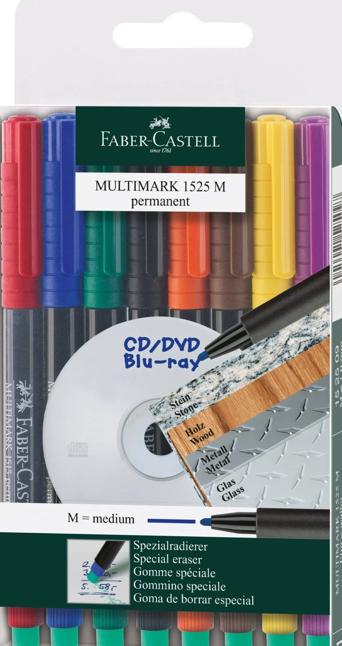 Permanentpenna Faber-Castell Multimark M 8-set, blandade färger